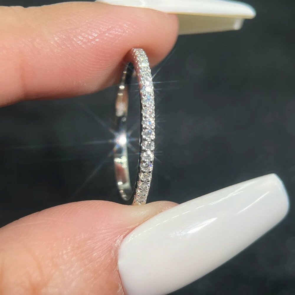Moissanite Women’s Band Ring Silver or Gold | Passes Diamond Tester | 925 Silver